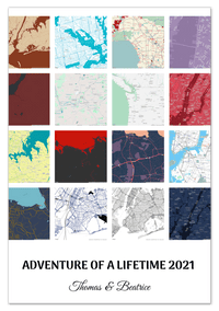 Thumbnail for Personalized Adventure of a Lifetime Map Wall Art - Custom Travel Memories Collage Poster, Modern Minimalist Home Decor, Romantic Journey Locations Print, Gifts for Couples, Anniversary, Housewarming - Front View