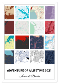 Thumbnail for Personalized Adventure of a Lifetime Map Wall Art - Custom Travel Memories Collage Poster, Modern Minimalist Home Decor, Romantic Journey Locations Print, Gifts for Couples, Anniversary, Housewarming - Front View