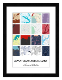 Thumbnail for Personalized Adventure of a Lifetime Map Wall Art - Custom Travel Memories Collage Poster, Modern Minimalist Home Decor, Romantic Journey Locations Print, Gifts for Couples, Anniversary, Housewarming - Front View