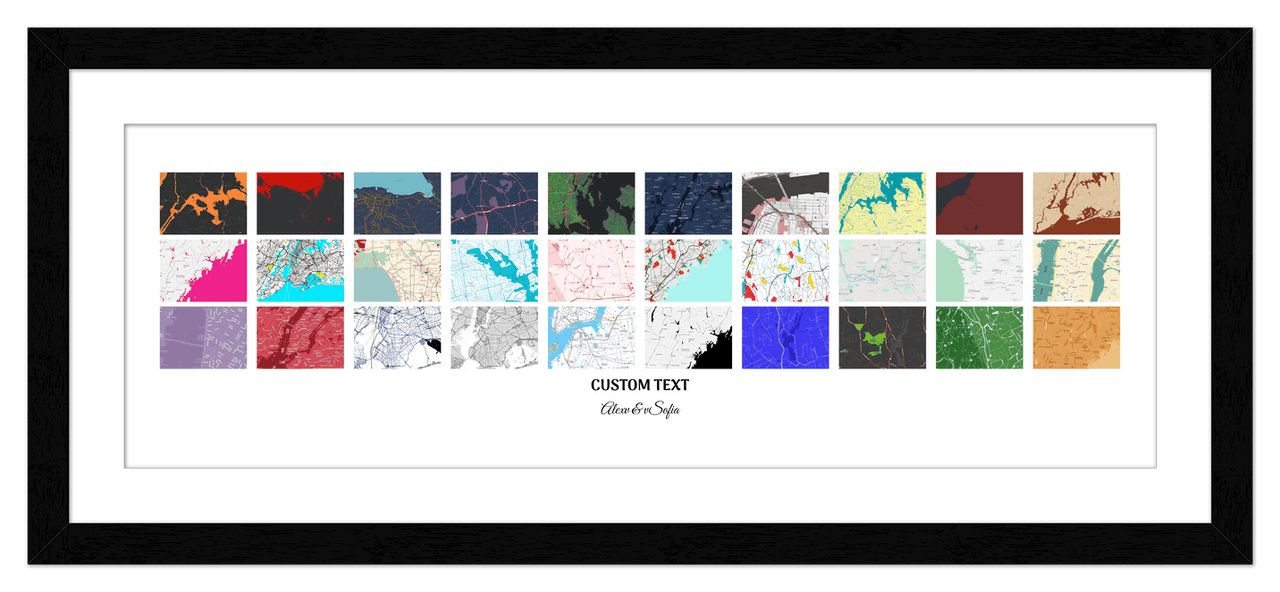 Personalized Adventure Map Wall Art - Large Custom Travel Memories Collage Poster, Couple Keepsake Home Decor, Unique Romantic Gifts for Couples, Wedding, Anniversary, Valentine’s Day, Housewarming - Front View