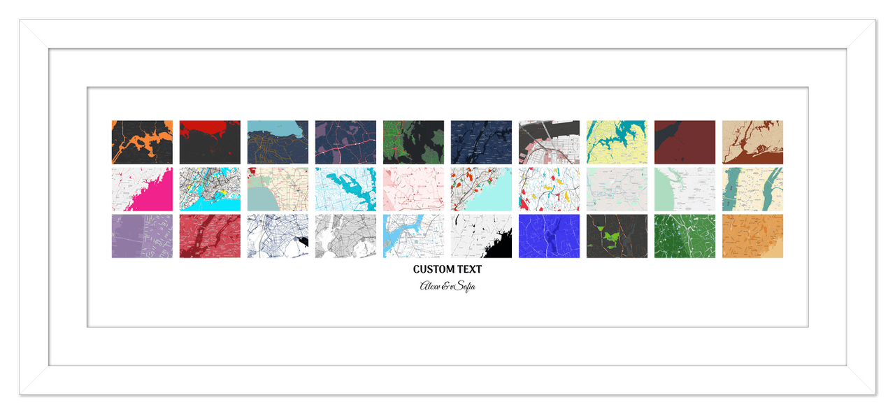 Personalized Adventure Map Wall Art - Large Custom Travel Memories Collage Poster, Couple Keepsake Home Decor, Unique Romantic Gifts for Couples, Wedding, Anniversary, Valentine’s Day, Housewarming - Front View