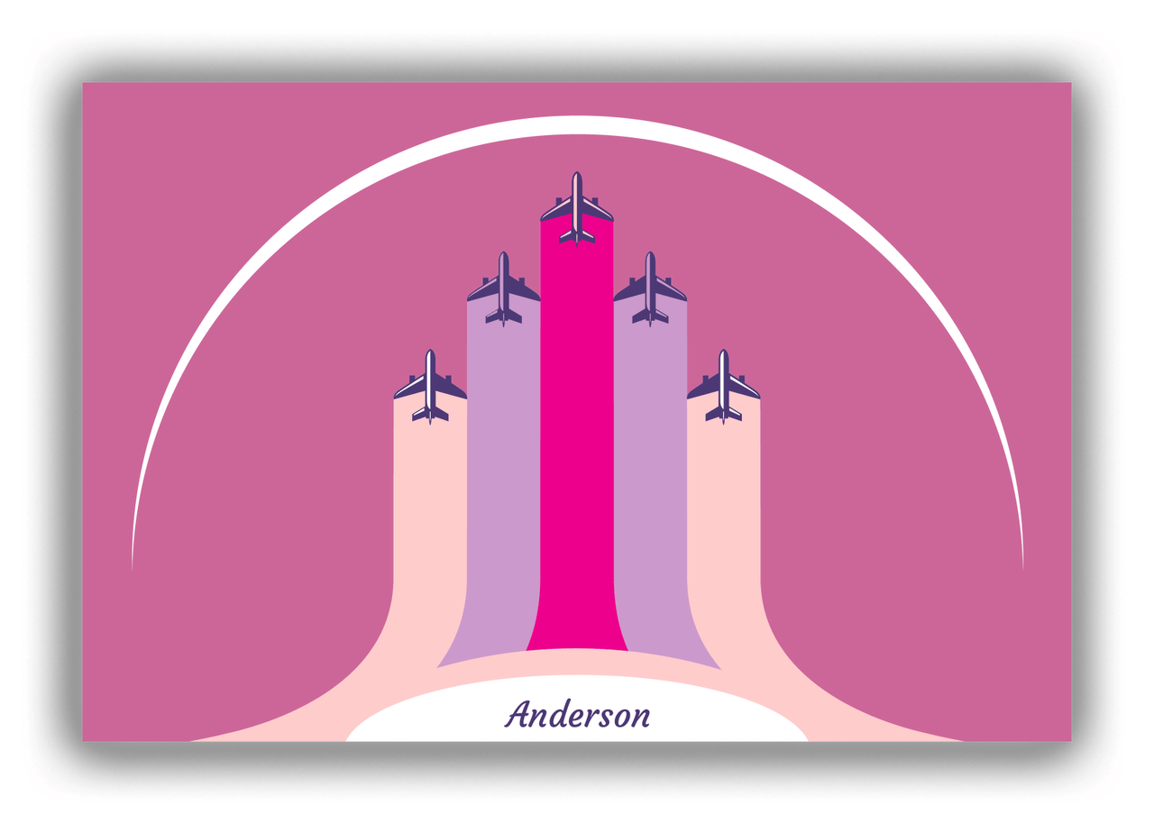 Personalized Airplane Canvas Wrap & Photo Print II - Purple Background - Front View
