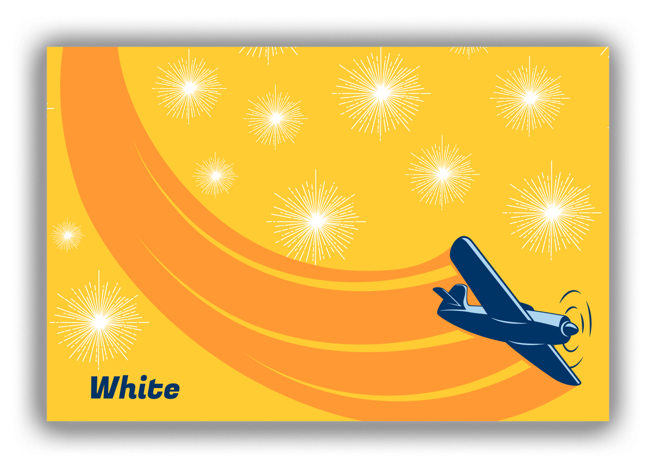 Personalized Airplane Canvas Wrap & Photo Print III - Mustard Background - Airplane I - Front View