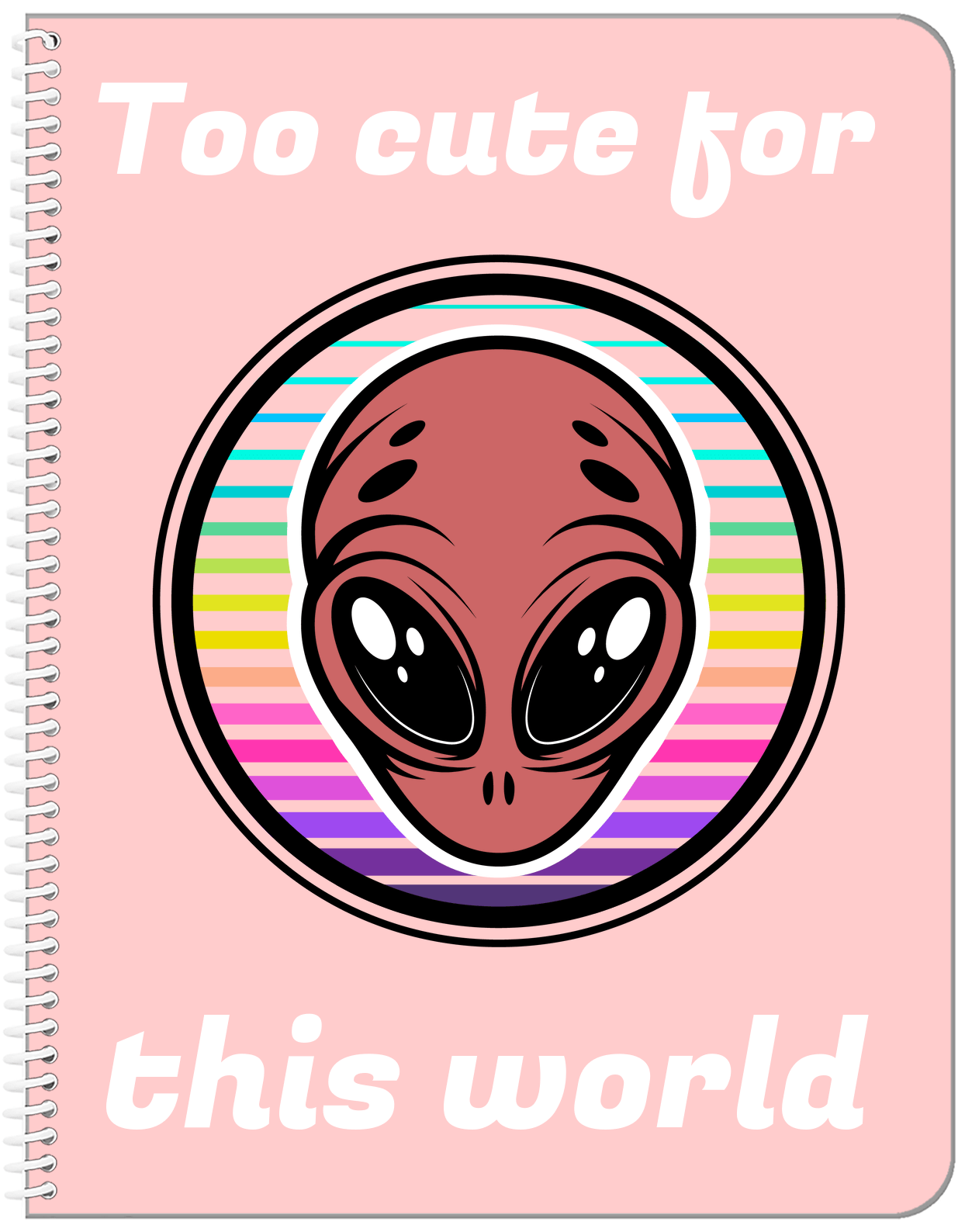Personalized Aliens / UFO Notebook - Too Cute For This World - Front View