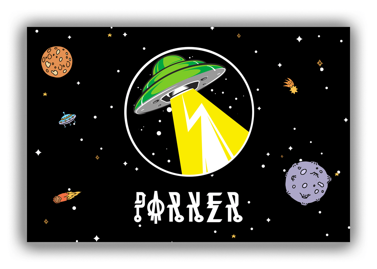 Alien / UFO Canvas Wrap & Photo Print - Black Background - Front View