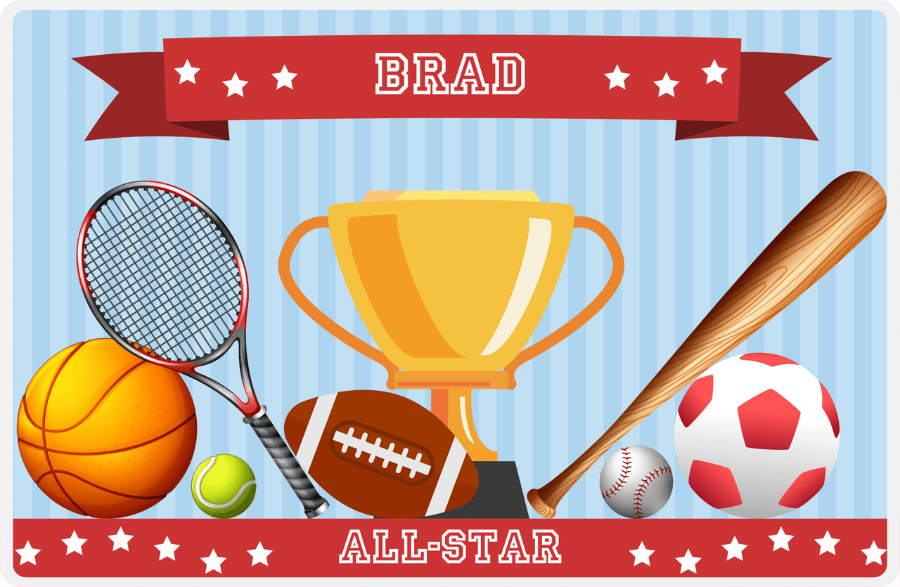 Personalized All-Star Placemat II - Blue Background -  View