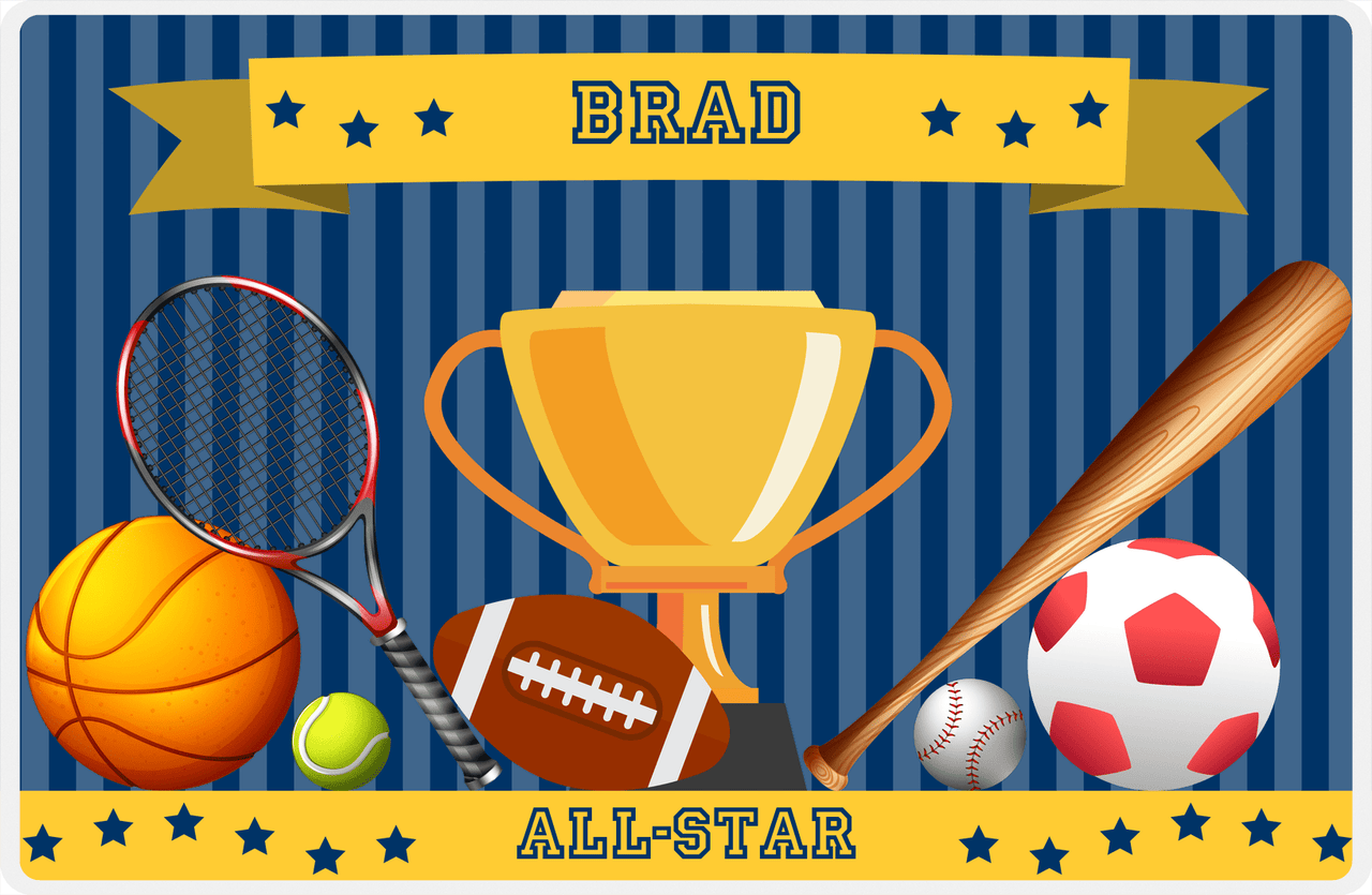 Personalized All-Star Placemat II - Navy Background -  View