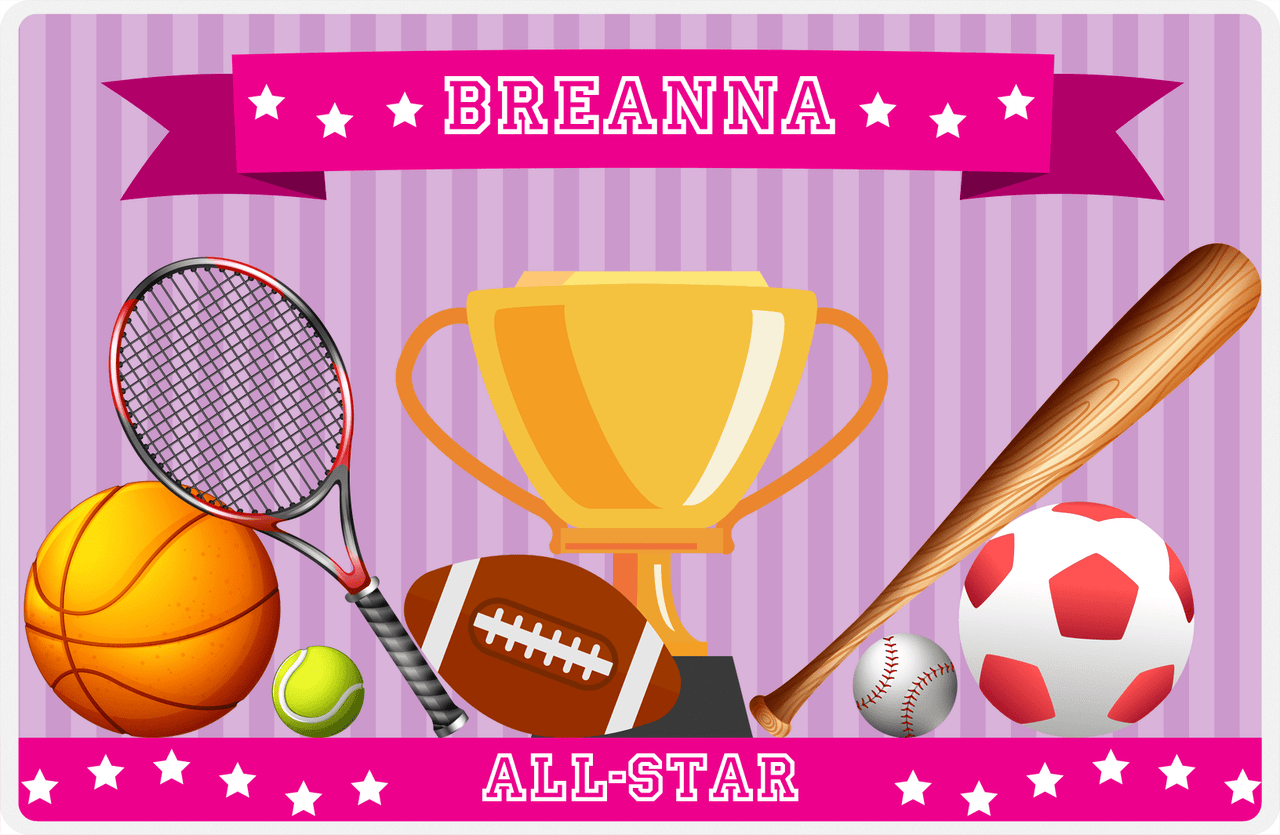 Personalized All-Star Placemat II - Pink Background -  View