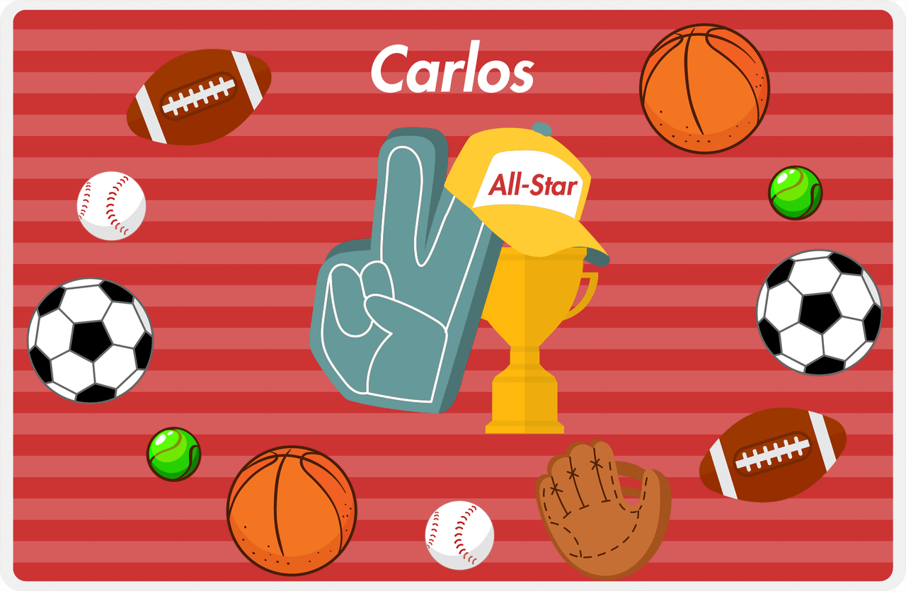 Personalized All-Star Placemat III - Red Background -  View