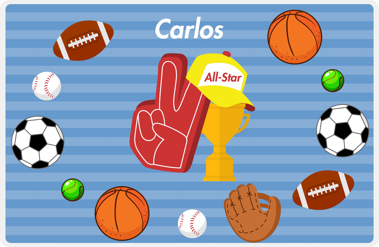 Personalized All-Star Placemat III - Blue Background -  View