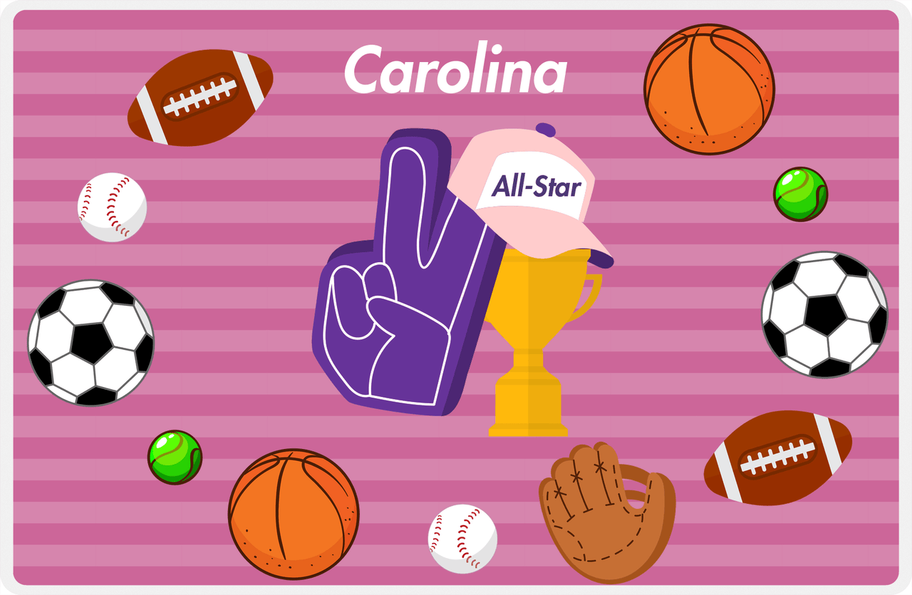 Personalized All-Star Placemat III - Pink Background -  View