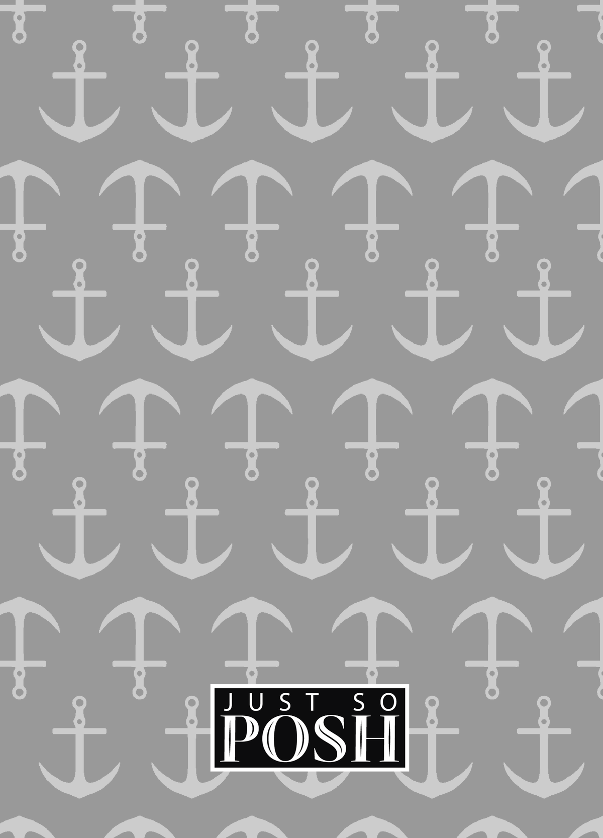 Personalized Anchors Journal - Grey and Navy - Rectangle Nameplate - Back View