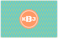 Thumbnail for Personalized Anchors Placemat - Viking Blue and Mustard - Tangerine Circle Frame -  View