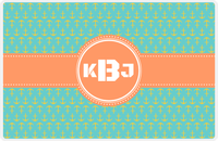 Thumbnail for Personalized Anchors Placemat - Viking Blue and Mustard - Tangerine Circle Frame with Ribbon -  View
