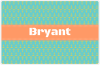 Thumbnail for Personalized Anchors Placemat - Viking Blue and Mustard - Tangerine Ribbon Frame -  View