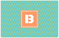 Thumbnail for Personalized Anchors Placemat - Viking Blue and Mustard - Tangerine Square Frame -  View