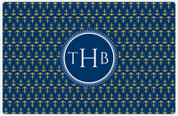 Thumbnail for Personalized Anchors Placemat - Navy and Mustard - Navy Circle Frame -  View