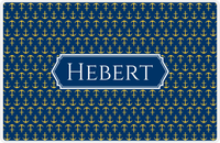 Thumbnail for Personalized Anchors Placemat - Navy and Mustard - Navy Decorative Rectangle Frame -  View