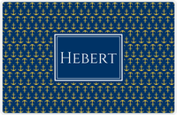 Thumbnail for Personalized Anchors Placemat - Navy and Mustard - Navy Rectangle Frame -  View