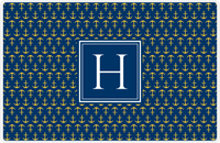 Thumbnail for Personalized Anchors Placemat - Navy and Mustard - Navy Square Frame -  View
