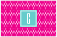 Thumbnail for Personalized Anchors Placemat - Hot Pink and White - Viking Blue Square Frame -  View