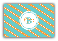 Thumbnail for Personalized Angled Stripes Canvas Wrap & Photo Print I - Teal with Circle Nameplate - Front View