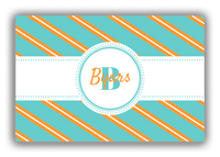 Thumbnail for Personalized Angled Stripes Canvas Wrap & Photo Print I - Teal with Circle Ribbon Nameplate - Front View