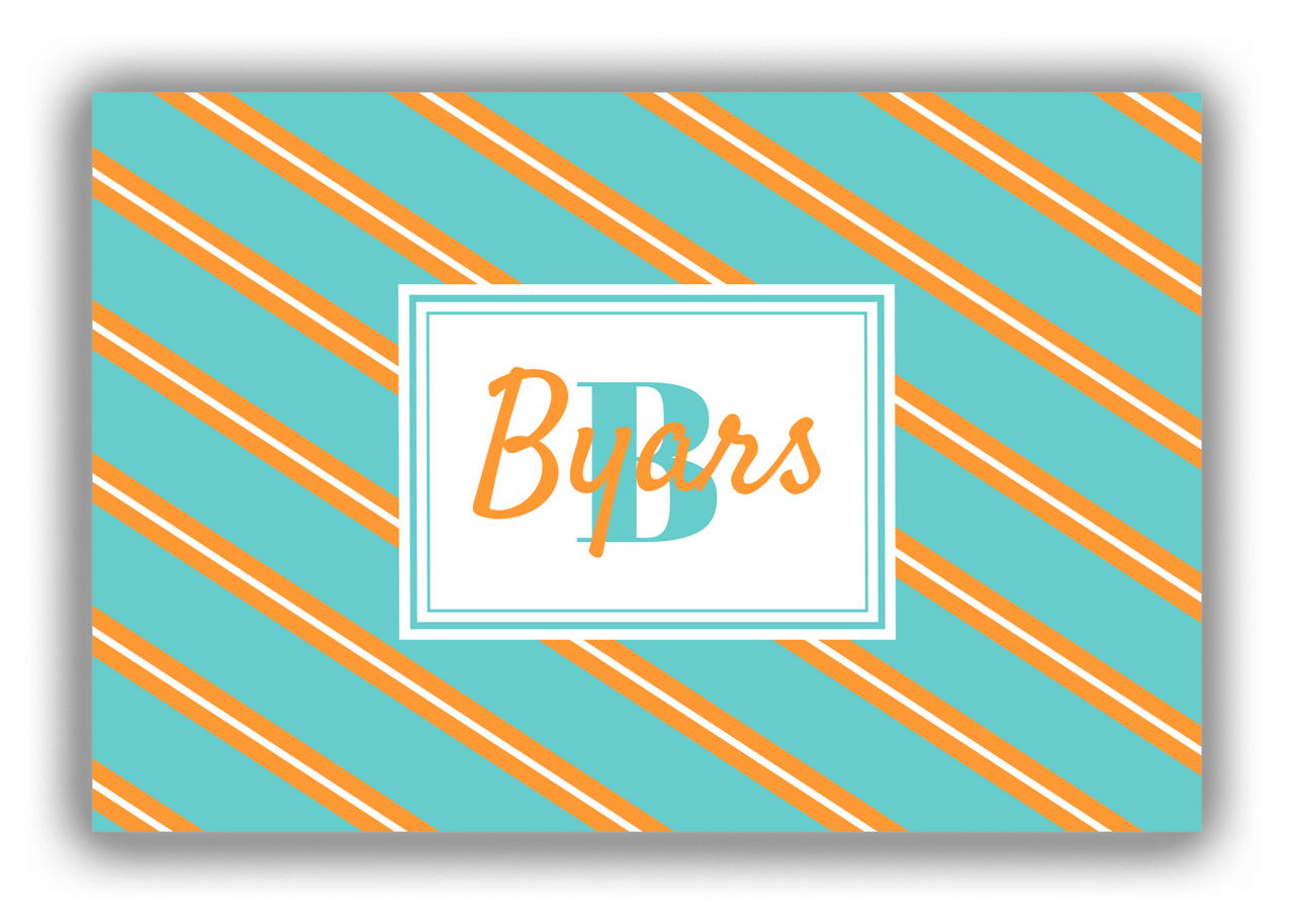 Personalized Angled Stripes Canvas Wrap & Photo Print I - Teal with Rectangle Nameplate - Front View