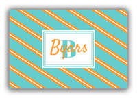 Thumbnail for Personalized Angled Stripes Canvas Wrap & Photo Print I - Teal with Rectangle Nameplate - Front View
