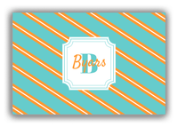 Thumbnail for Personalized Angled Stripes Canvas Wrap & Photo Print I - Teal with Stamp Nameplate - Front View