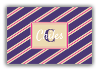 Thumbnail for Personalized Angled Stripes Canvas Wrap & Photo Print II - Purple with Rectangle Nameplate - Front View