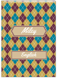 Thumbnail for Personalized Argyle Journal - Teal and Purple - Decorative Rectangle Nameplate - Front View