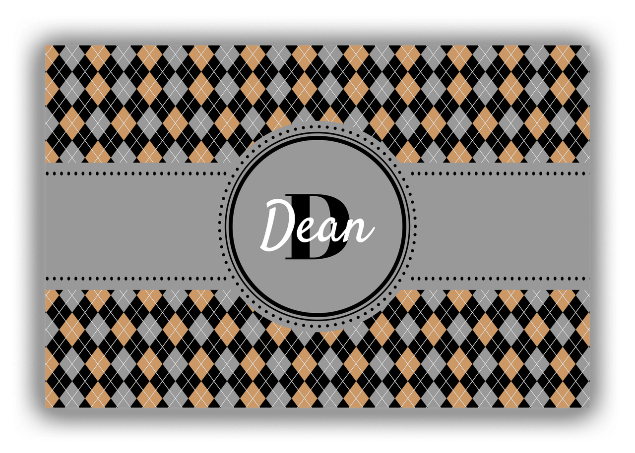 Personalized Argyle Canvas Wrap & Photo Print - Circle Ribbon Nameplate - Front View