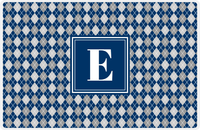Thumbnail for Personalized Argyle Placemat - Light Grey and White - Navy Square Frame -  View