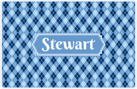 Thumbnail for Personalized Argyle Placemat - Navy and Light Blue - Glacier Decorative Rectangle Frame -  View