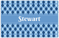 Thumbnail for Personalized Argyle Placemat - Navy and Light Blue - Glacier Ribbon Frame -  View