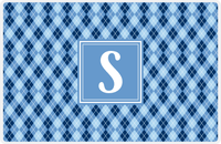 Thumbnail for Personalized Argyle Placemat - Navy and Light Blue - Glacier Square Frame -  View
