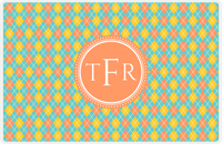 Thumbnail for Personalized Argyle Placemat - Viking Blue and Mustard - Tangerine Circle Frame -  View