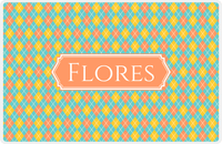 Thumbnail for Personalized Argyle Placemat - Viking Blue and Mustard - Tangerine Decorative Rectangle Frame -  View
