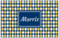 Thumbnail for Personalized Argyle Placemat - Navy and Mustard - Navy Rectangle Frame -  View