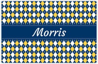 Thumbnail for Personalized Argyle Placemat - Navy and Mustard - Navy Ribbon Frame -  View