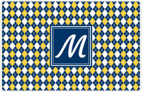 Thumbnail for Personalized Argyle Placemat - Navy and Mustard - Navy Square Frame -  View