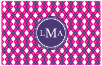 Thumbnail for Personalized Argyle Placemat - Hot Pink and White - Indigo Circle Frame -  View