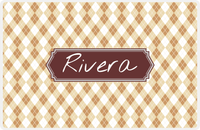 Thumbnail for Personalized Argyle Placemat - Light Brown and Champagne - Brown Decorative Rectangle Frame -  View