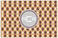 Thumbnail for Personalized Argyle Placemat - Brown and Light Brown - Light Grey Circle Frame -  View