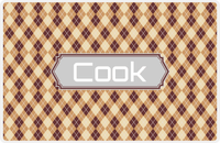 Thumbnail for Personalized Argyle Placemat - Brown and Light Brown - Light Grey Decorative Rectangle Frame -  View