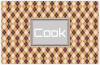 Thumbnail for Personalized Argyle Placemat - Brown and Light Brown - Light Grey Rectangle Frame -  View