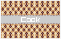 Thumbnail for Personalized Argyle Placemat - Brown and Light Brown - Light Grey Ribbon Frame -  View