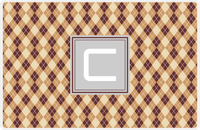 Thumbnail for Personalized Argyle Placemat - Brown and Light Brown - Light Grey Square Frame -  View