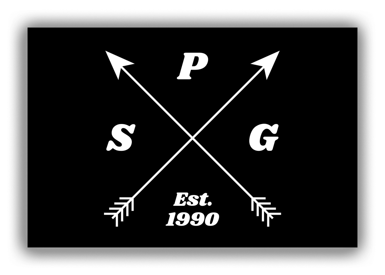 Personalized Arrows Canvas Wrap & Photo Print - Black and White - Initials with Birth Year - Front View
